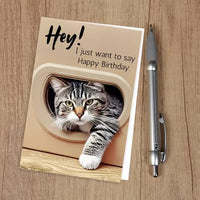 Pop-Out 3D Cheeky Cat Flap Birthday Card