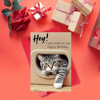 Pop-Out 3D Cheeky Cat Flap Birthday Card