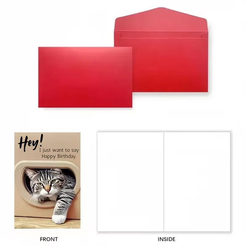 Pop-Out 3D Cheeky Cat Flap Birthday Card