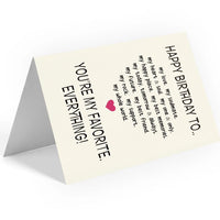 Favorite Everything Birthday Greeting Card