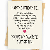 Favorite Everything Birthday Greeting Card