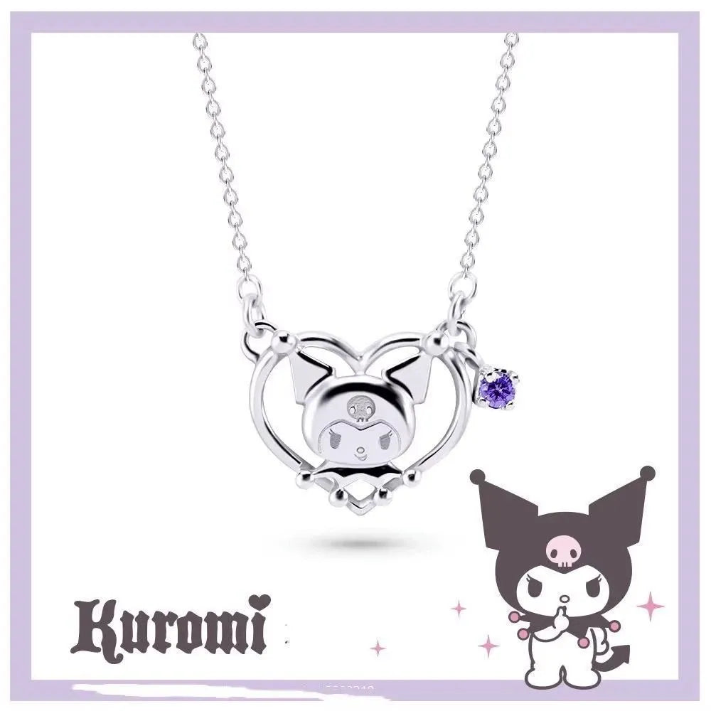 Sanrio Kuromi Heart Frame Purple Gemstone Necklace