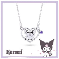 Sanrio Kuromi Heart Frame Purple Gemstone Necklace