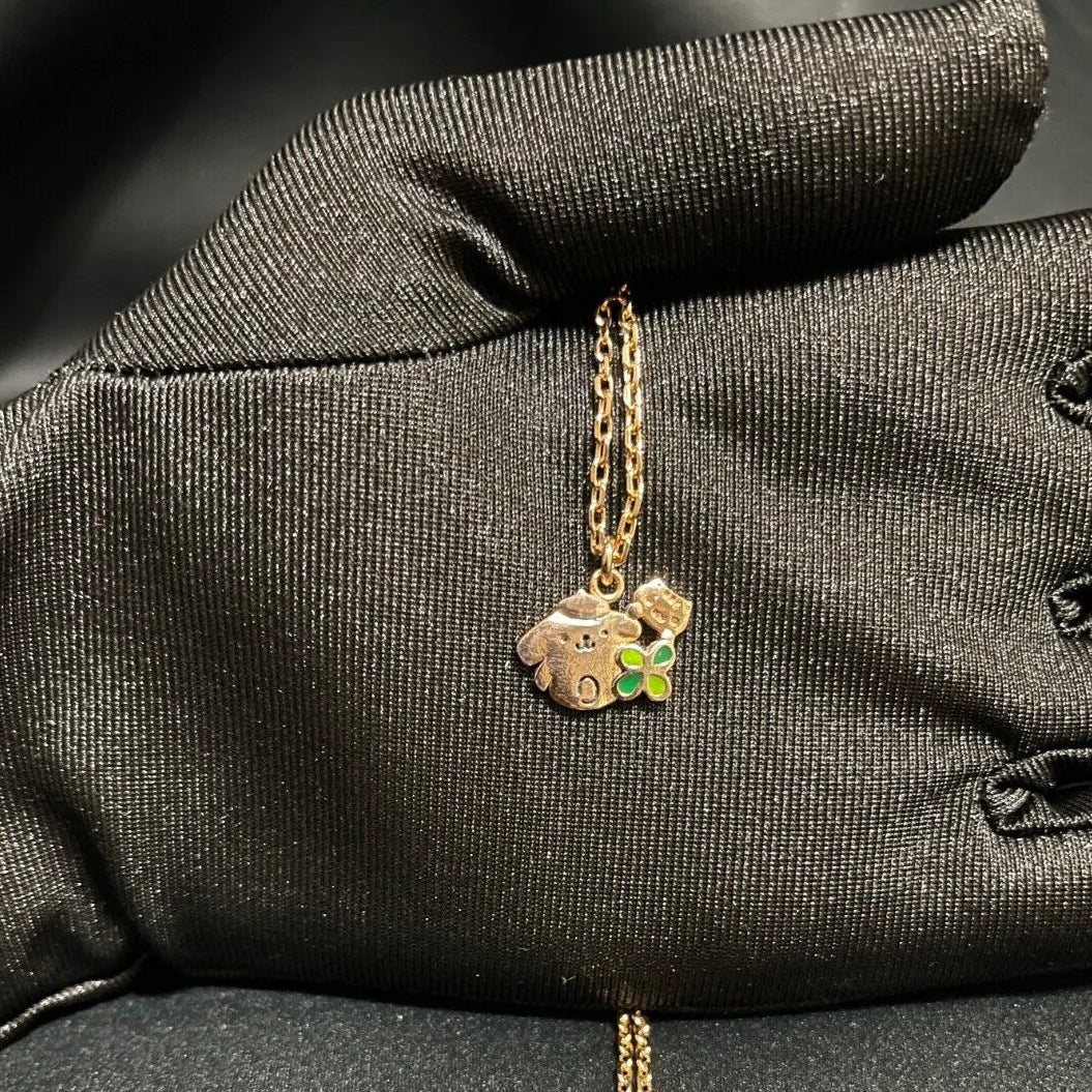 Sanrio x Story+ Pompompurin Clover Gold Pendant Necklace