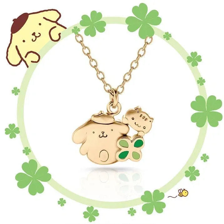 Sanrio x Story+ Pompompurin Clover Gold Pendant Necklace