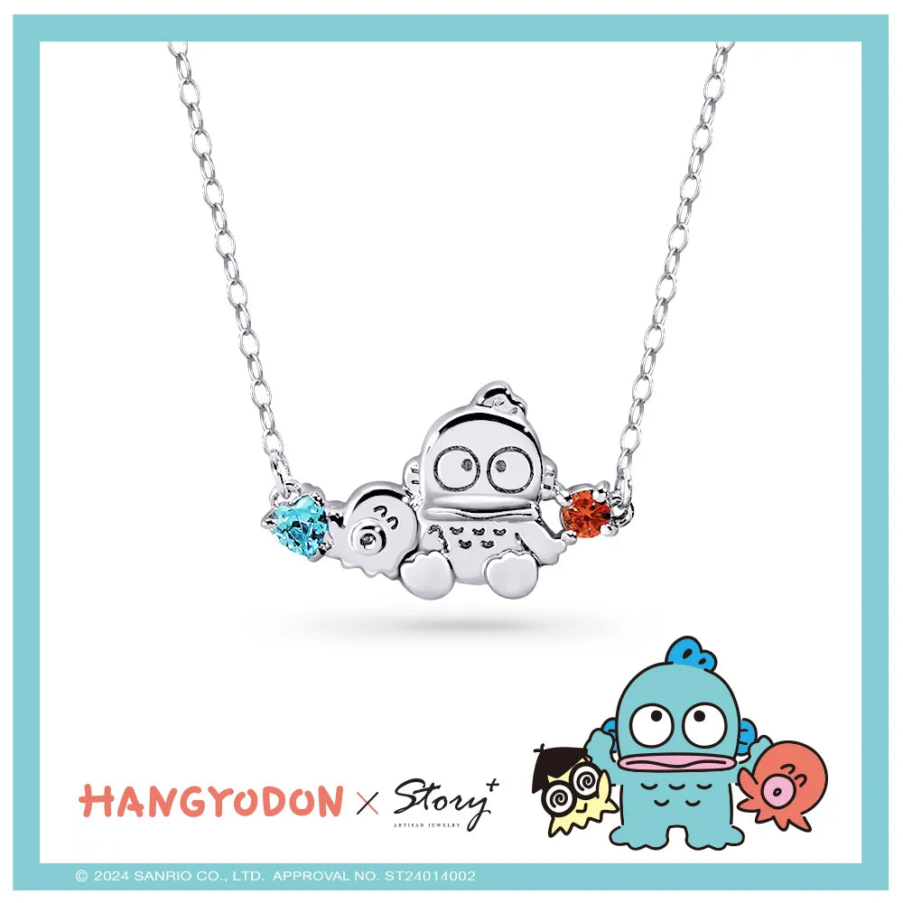 Sanrio Hangyodon & Sayuri Gemstone Silver Pendant Necklace