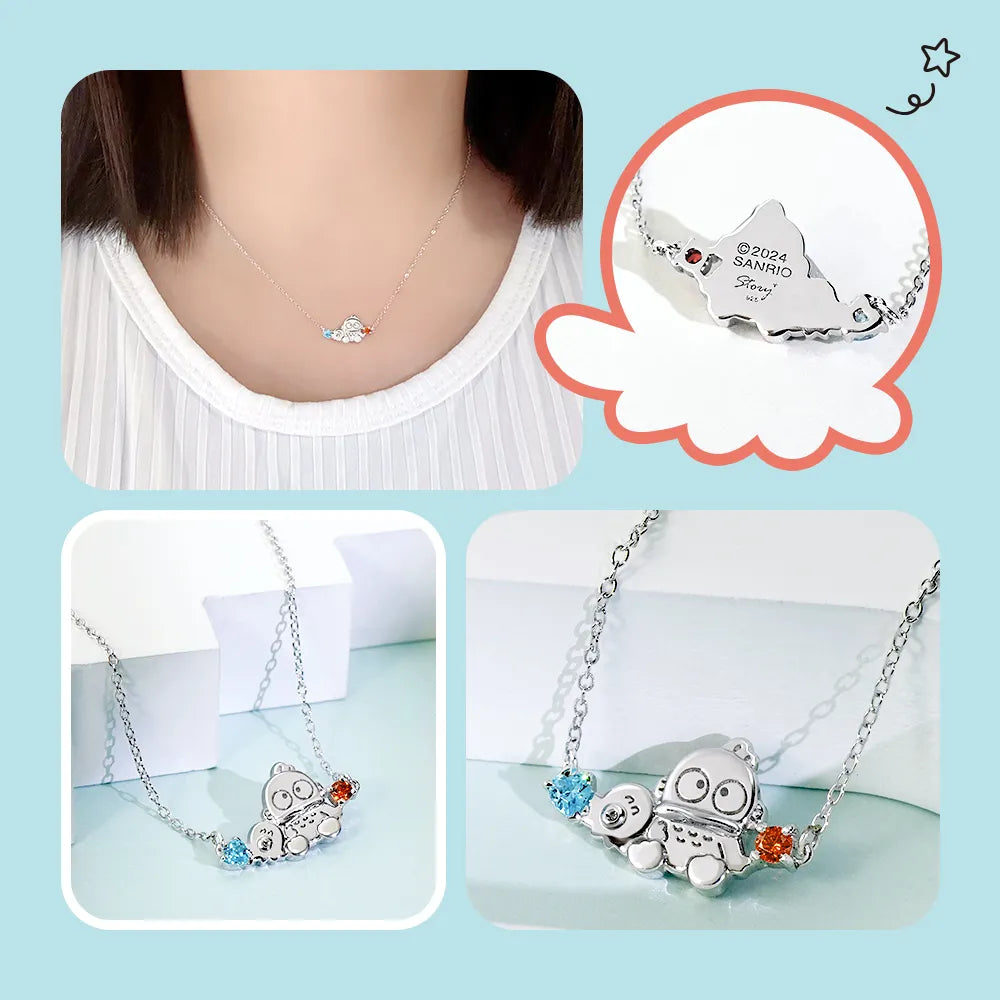 Sanrio Hangyodon & Sayuri Gemstone Silver Pendant Necklace