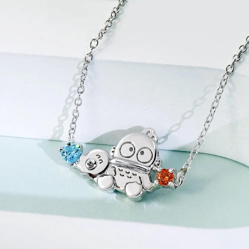 Sanrio Hangyodon & Sayuri Gemstone Silver Pendant Necklace