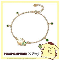 Sanrio x Story+ Pompompurin Four-Leaf Clover Gold Charm Bracelet