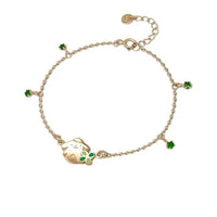 Sanrio x Story+ Pompompurin Four-Leaf Clover Gold Charm Bracelet