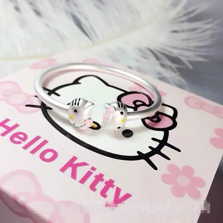 Sanrio Hello Kitty Matte Silver Cuff Bangles