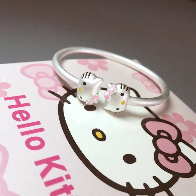 Sanrio Hello Kitty Matte Silver Cuff Bangles