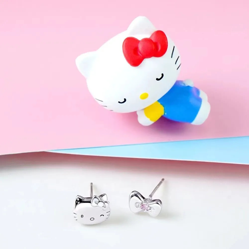 Sanrio x Story+ Hello Kitty Gemstone Silver Stud Earrings