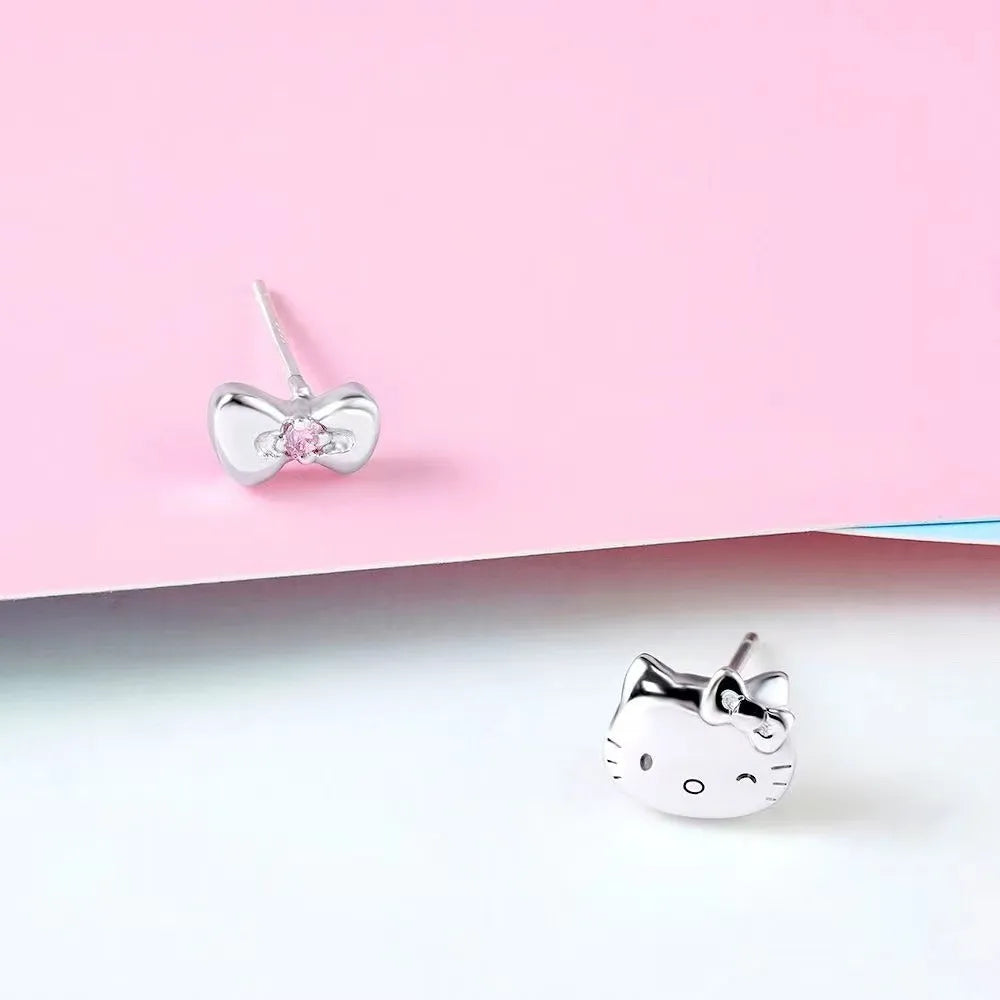 Sanrio x Story+ Hello Kitty Gemstone Silver Stud Earrings