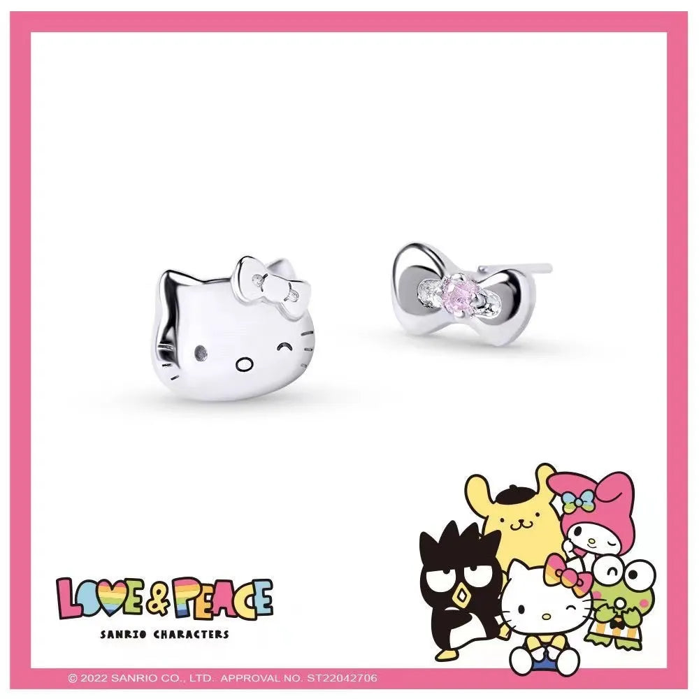 Sanrio x Story+ Hello Kitty Gemstone Silver Stud Earrings
