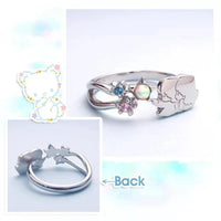 Sanrio x Story+ Little Twin Stars Opal & Gemstone Silver Ring