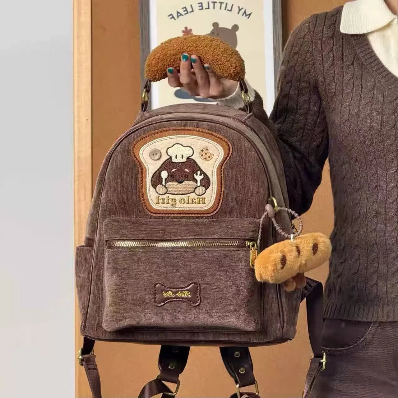 Chef Puppy Premium Corduroy Baguette Backpack