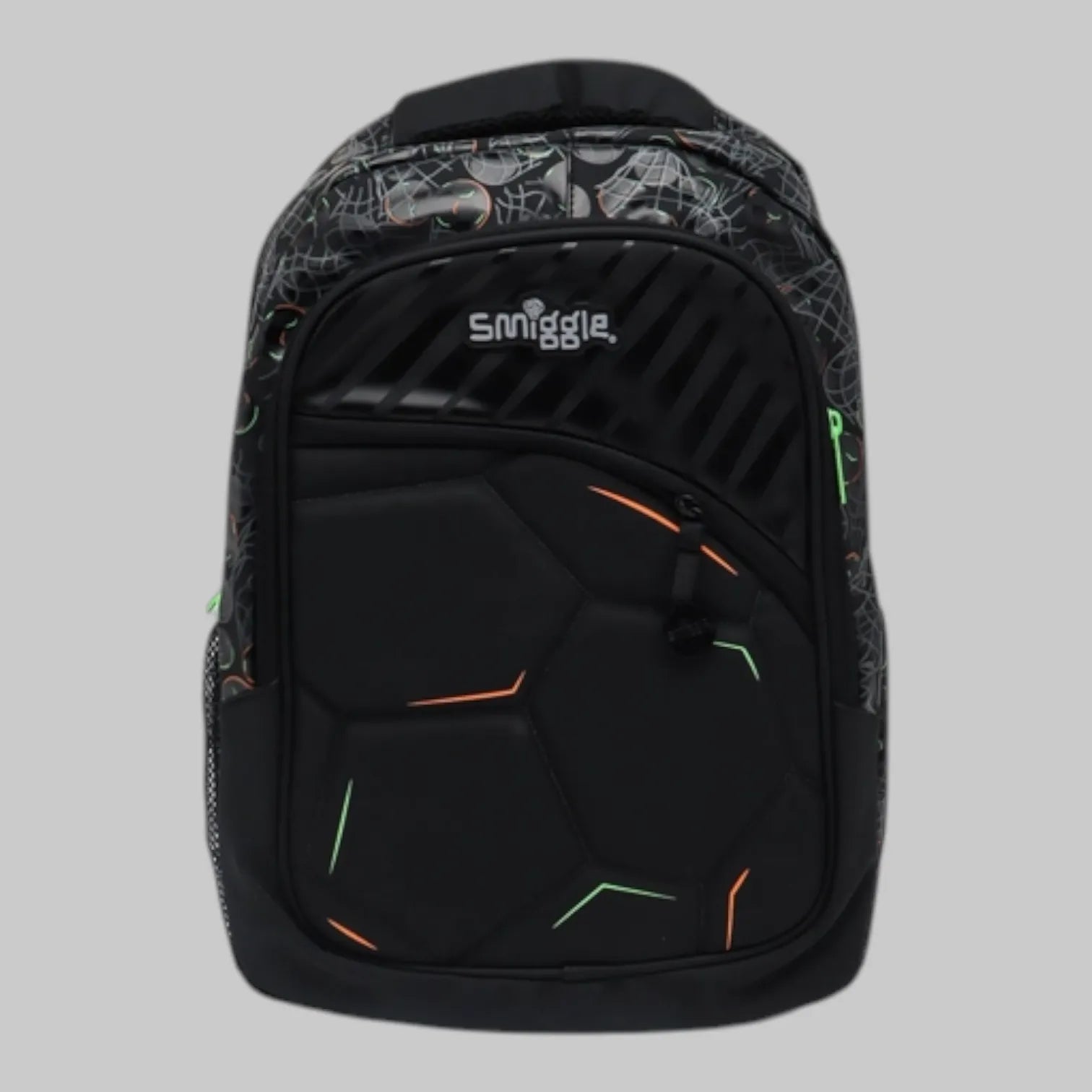 SMGL Embossed Football Black School Backpack