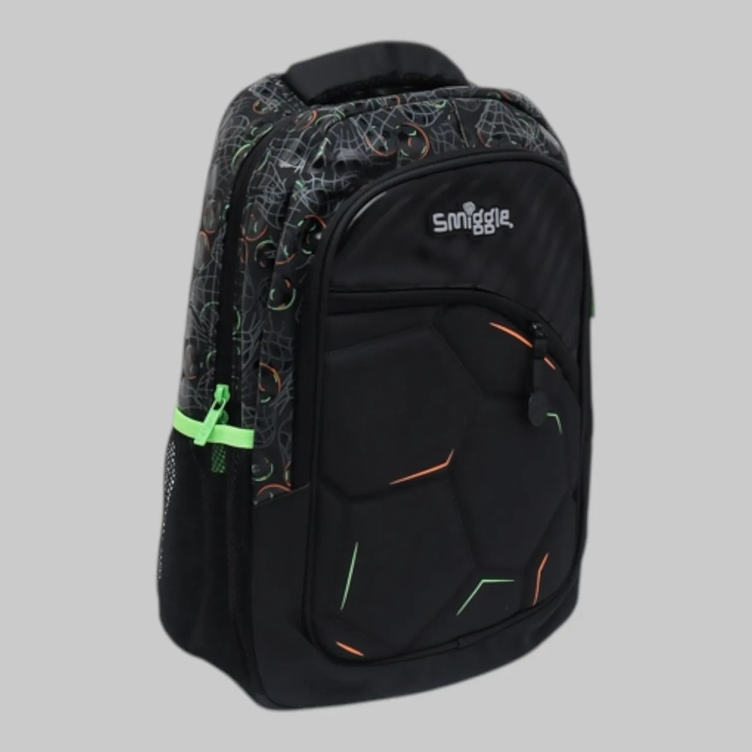 SMGL Embossed Football Black School Backpack