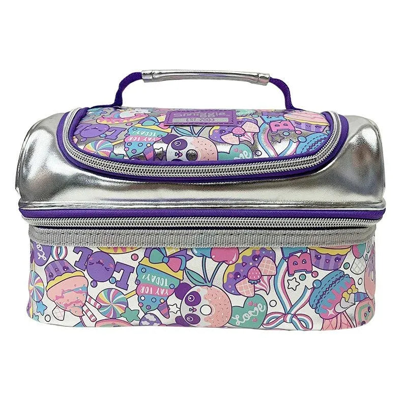 SMGL Silver Metallic Sweet Treats Double Decker Insulated Lunch Bag