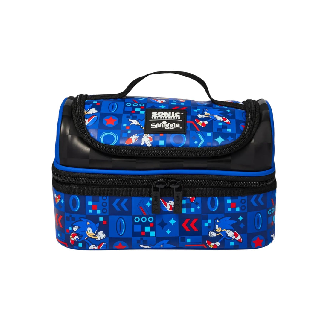 SMGL Sonic Blue Checkered Double Decker Insulated Lunch Bag