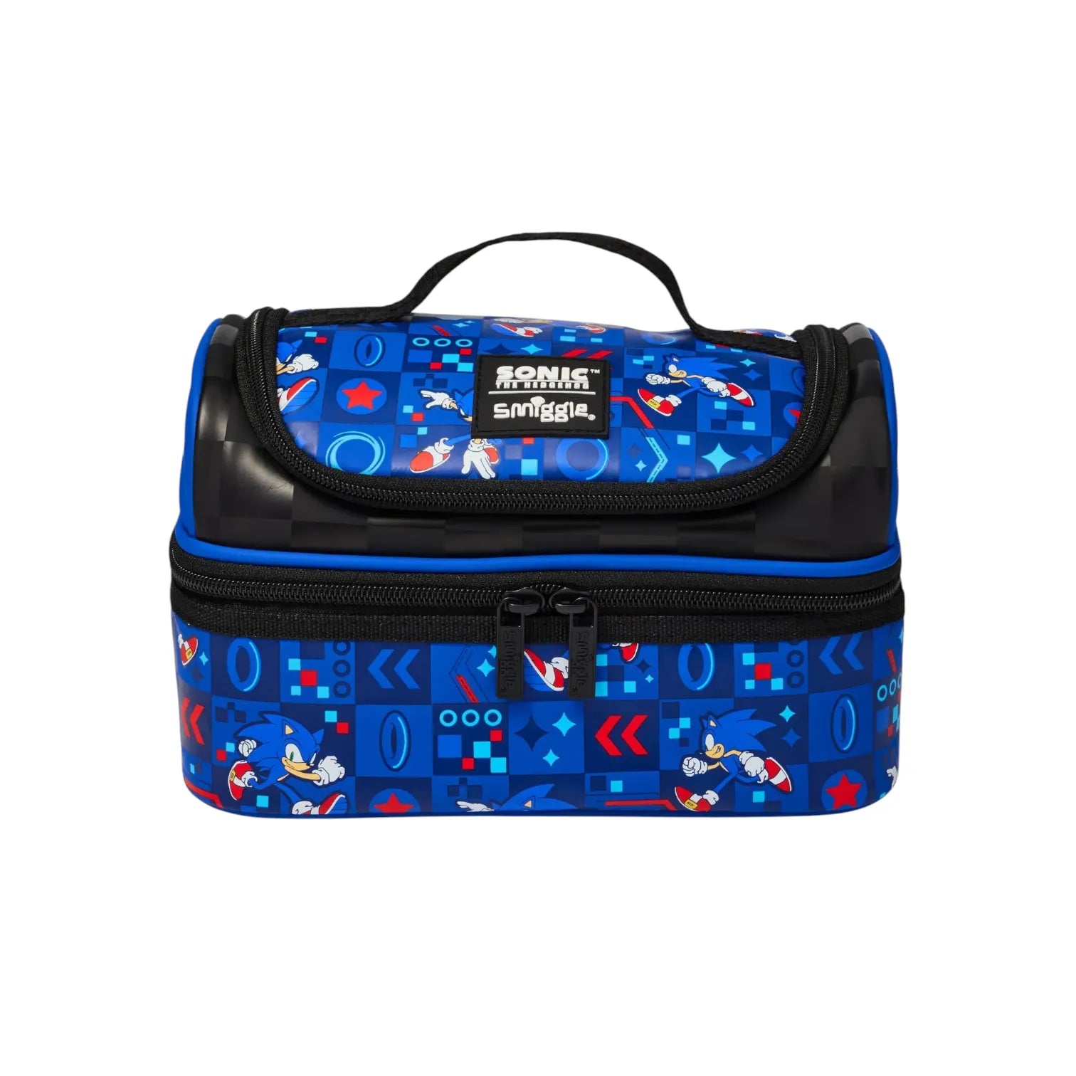 SMGL Sonic Blue Checkered Double Decker Insulated Lunch Bag