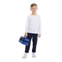SMGL Sonic Blue Checkered Double Decker Insulated Lunch Bag