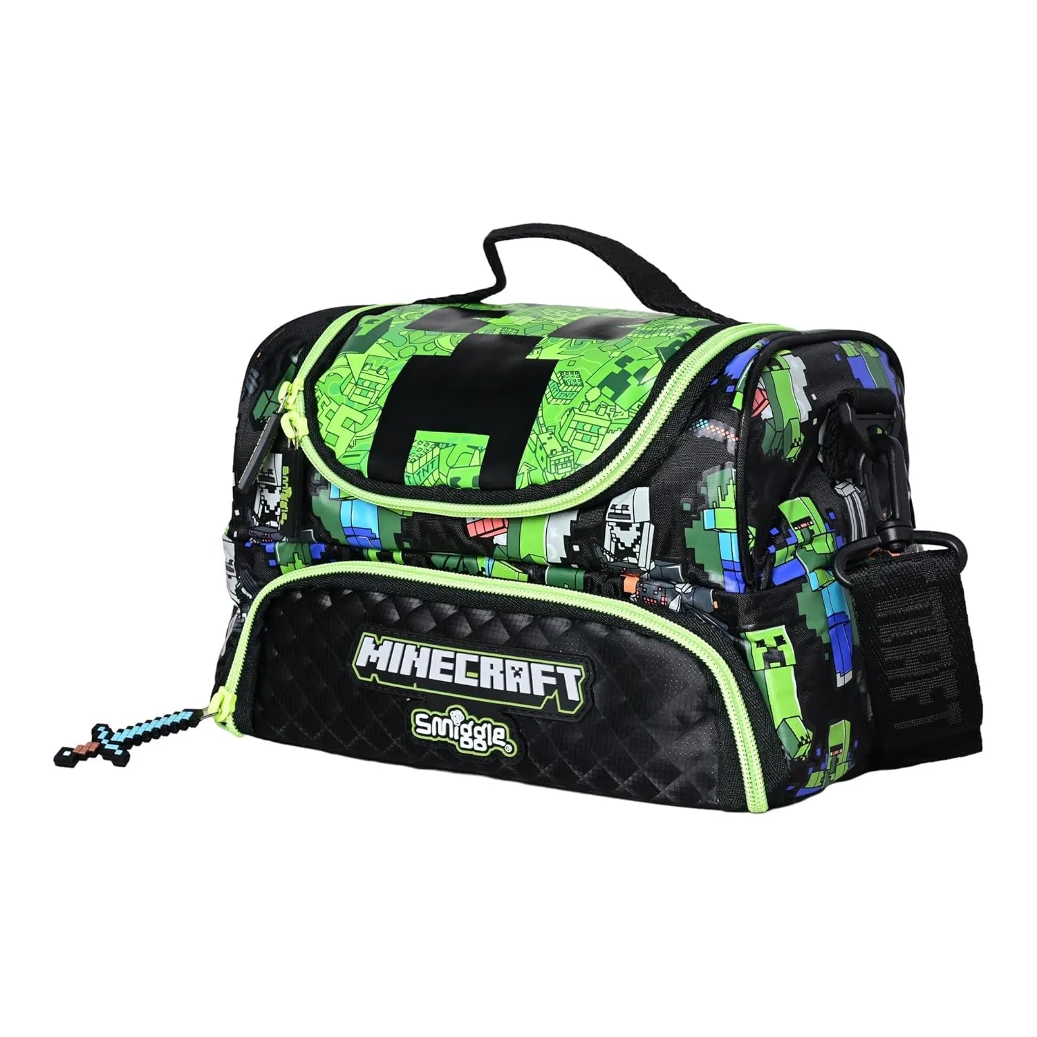 SMGL Minecraft Creeper Pixel Double Decker Insulated Lunch Bag