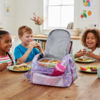 SMGL Purple Butterfly Glitter Double Decker Insulated Lunch Bag
