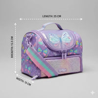SMGL Purple Butterfly Glitter Double Decker Insulated Lunch Bag
