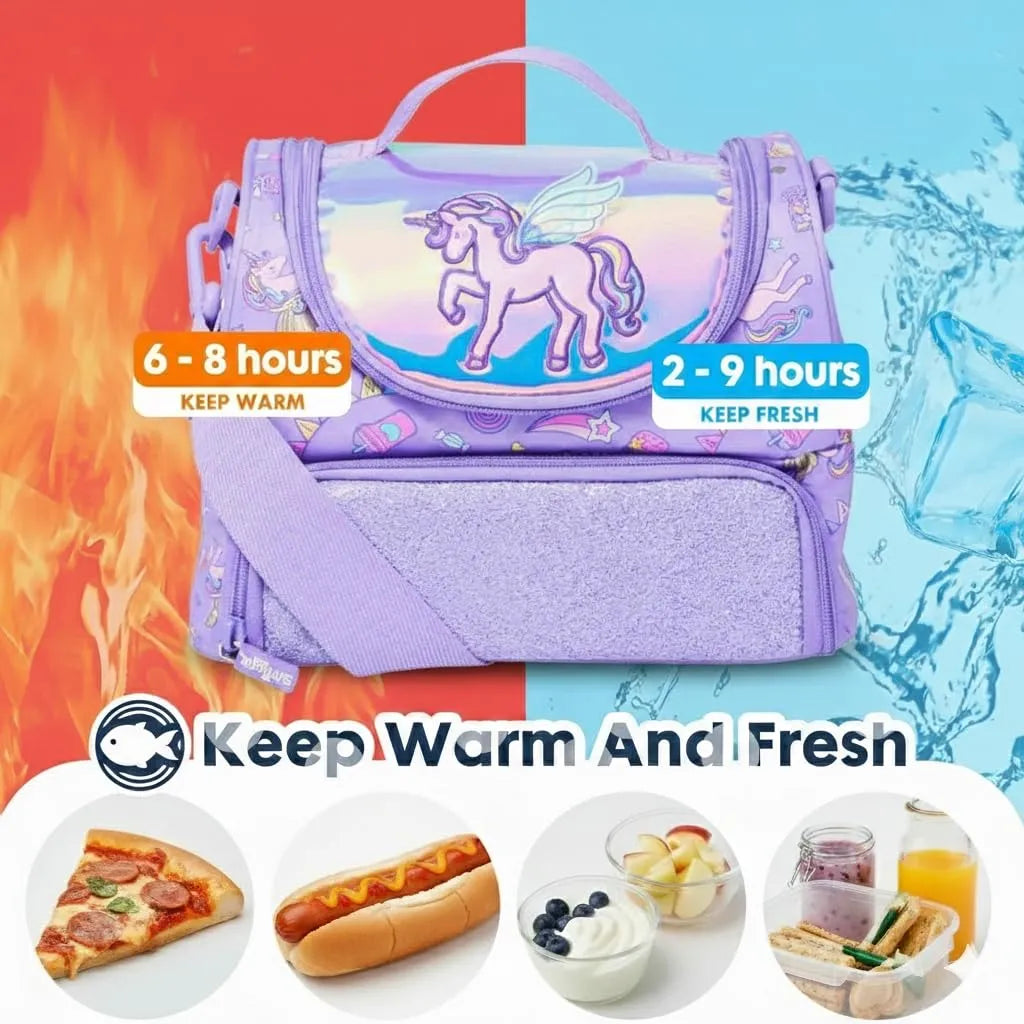 SMGL Purple Iridescent Flying Unicorn Insulated Lunch Bag