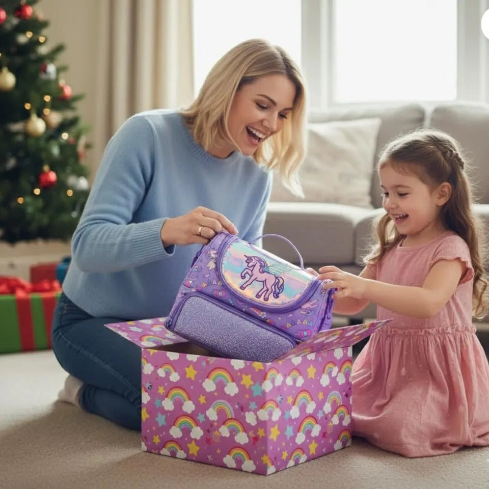 SMGL Purple Iridescent Flying Unicorn Insulated Lunch Bag