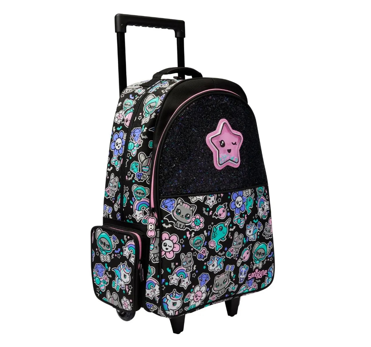 SMGL Trailblazer Star Glitter Wheeled Trolley Backpack