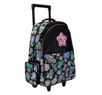 SMGL Trailblazer Star Glitter Wheeled Trolley Backpack