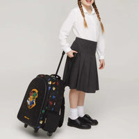 SMGL Hogwarts House Crest Black Wheeled Trolley Backpack