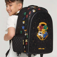 SMGL Hogwarts House Crest Black Wheeled Trolley Backpack