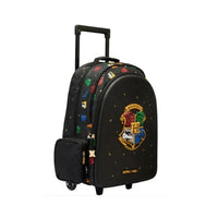 SMGL Hogwarts House Crest Black Wheeled Trolley Backpack