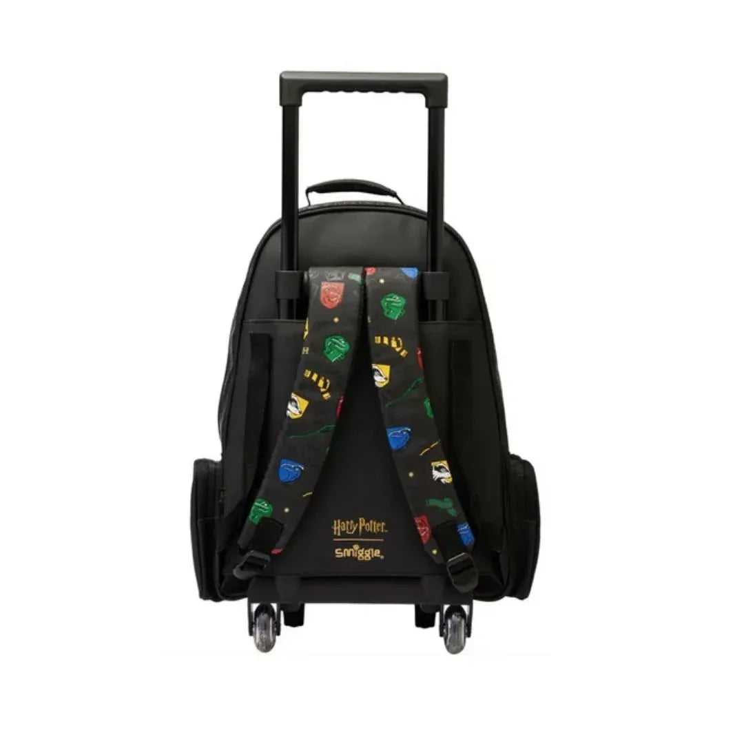 SMGL Hogwarts House Crest Black Wheeled Trolley Backpack