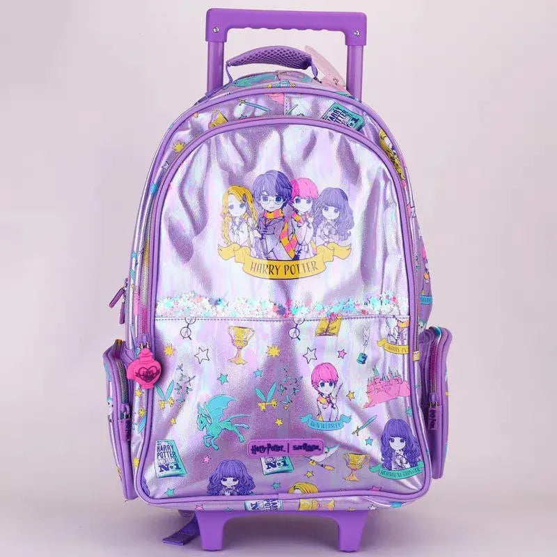 SMGL Harry Potter Purple Iridescent Wheeled Trolley Backpack