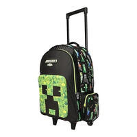 SMGL Minecraft Creeper Black Wheeled Trolley Backpack