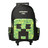 SMGL Minecraft Creeper Black Wheeled Trolley Backpack