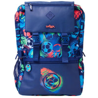 SMGL Football Kick Blue Buckle Flap School Backpack