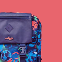SMGL Football Kick Blue Buckle Flap School Backpack