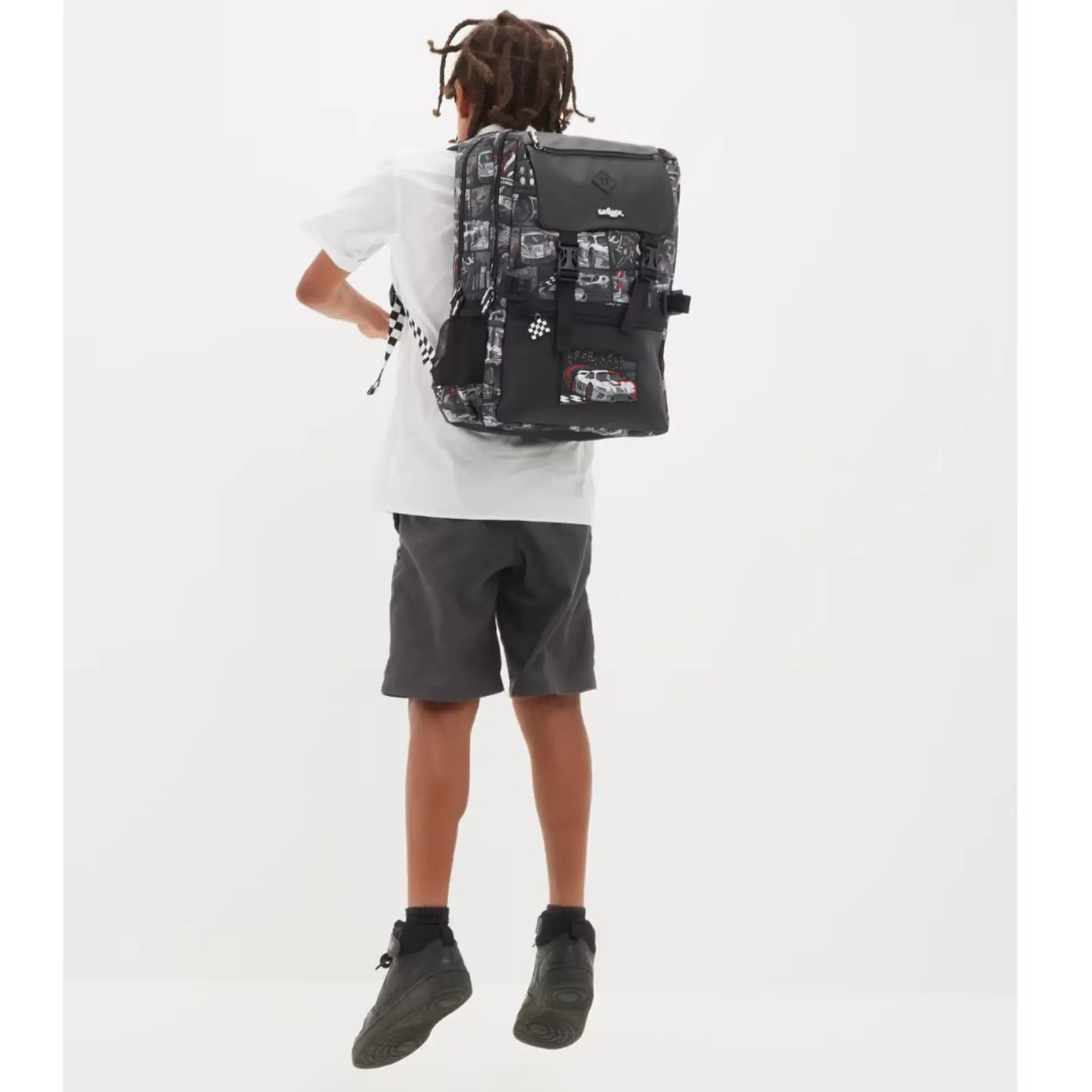 SMGL Motorsport Car Black Buckle Flap School Backpack
