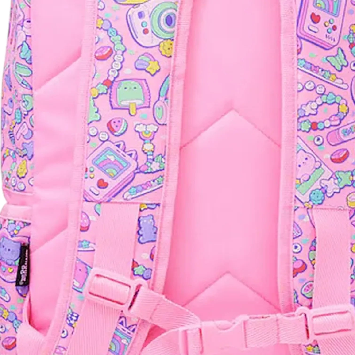SMGL Smiling Daisy Pink Iridescent Buckle Flap Backpack