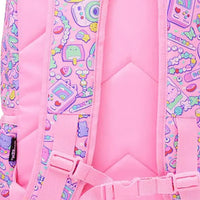 SMGL Smiling Daisy Pink Iridescent Buckle Flap Backpack