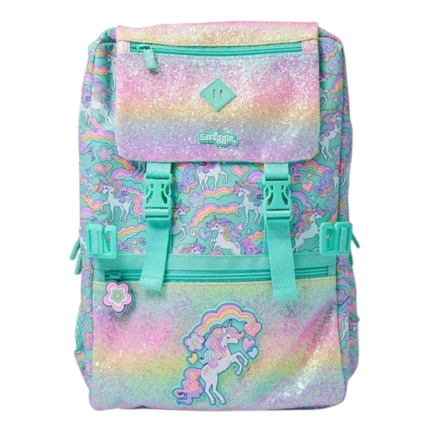 SMGL Pastel Rainbow Unicorn Buckle Flap Backpack