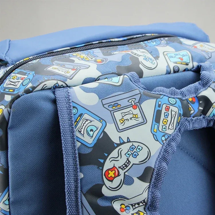 SMGL Game Controller Blue Buckle Flap School Backpack