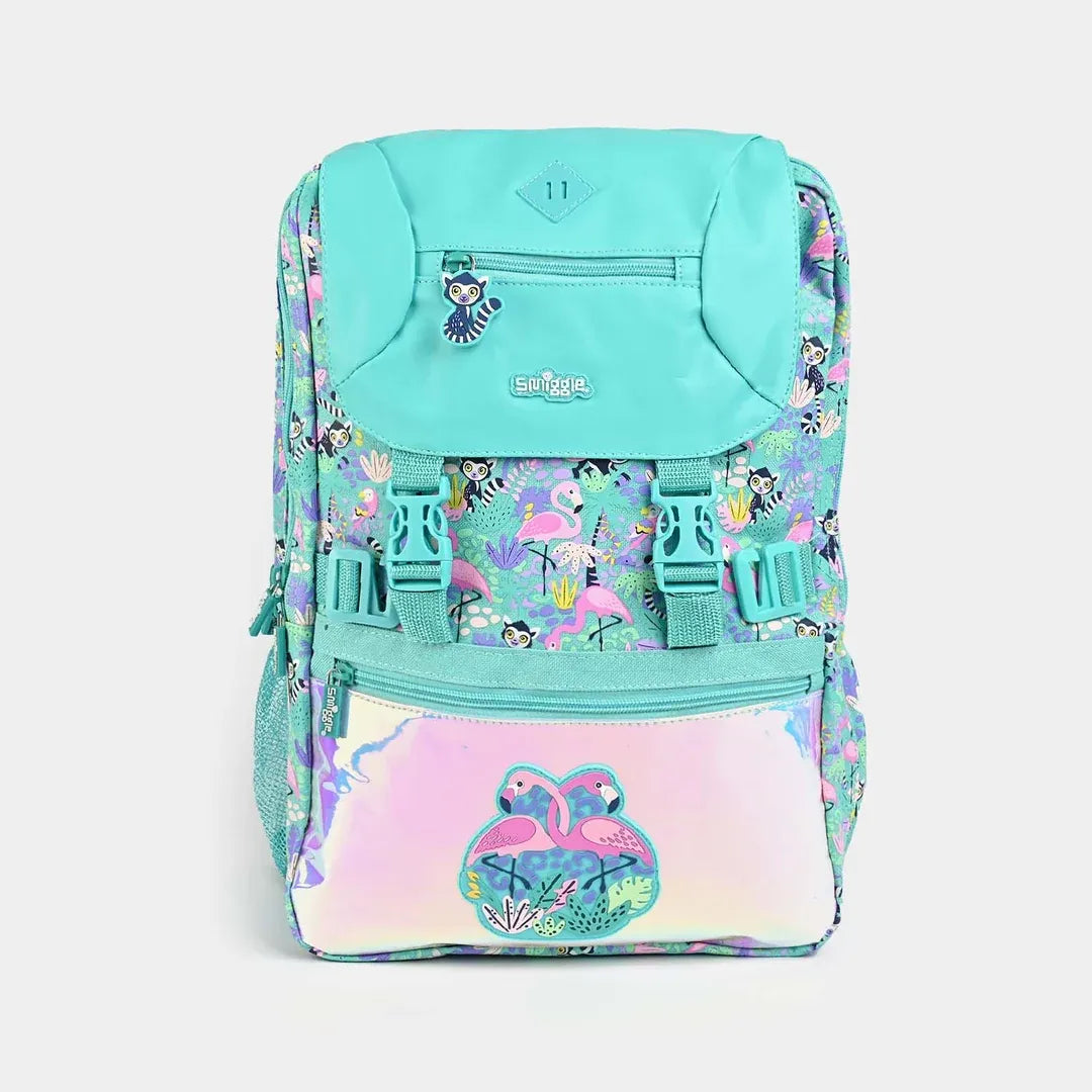 SMGL Tropical Flamingo Mint Buckle Flap Backpack