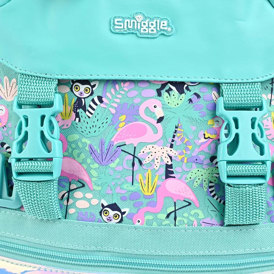 SMGL Tropical Flamingo Mint Buckle Flap Backpack